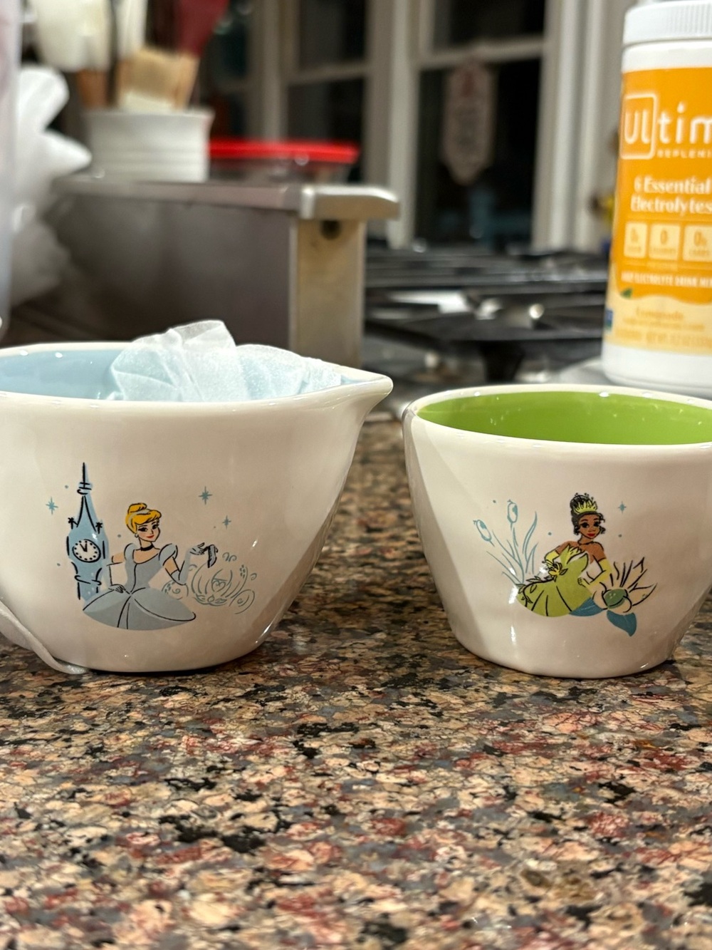 Set of Rae Dunn Disney Princess Measuring Cups-Belle, Tiana, Cinderella, Ariel